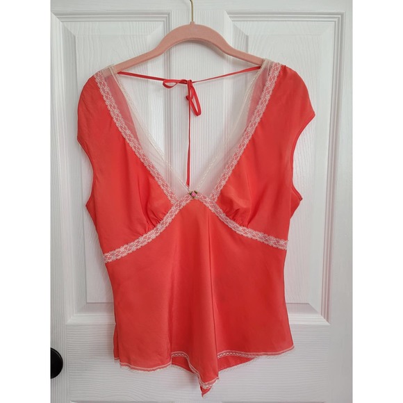 Betsey Johnson Coral Orange Top/Pant Matching Set Size Medium - Picture 2 of 7